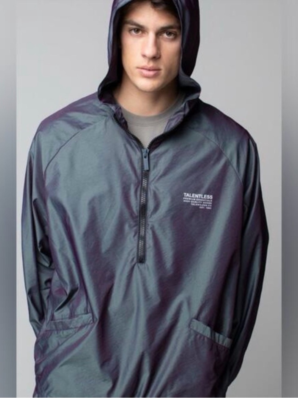 Talentless Reflective Track Jacket Iridescent Hooded Half Zip L